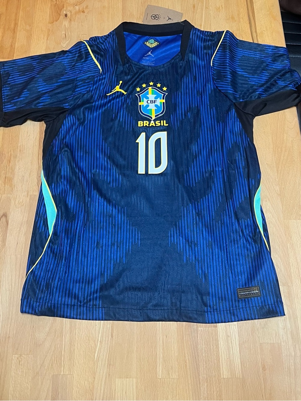 Jordan Brazil #10 Blue and Yellow Soccer Jersey